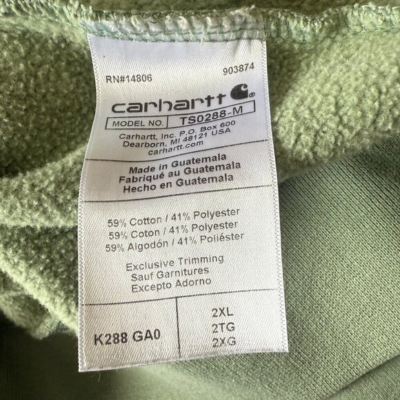 Men's Big and Tall 2XL Carhartt Sage Green Pullover Hoodie Loose Fit - Picture 6 of 11
